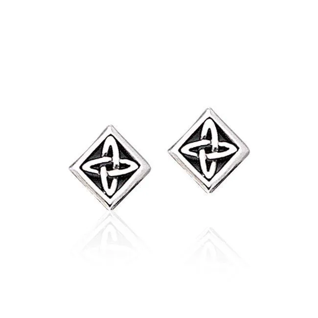 Celtic Knotwork Square Silver Post Earrings TER1810
