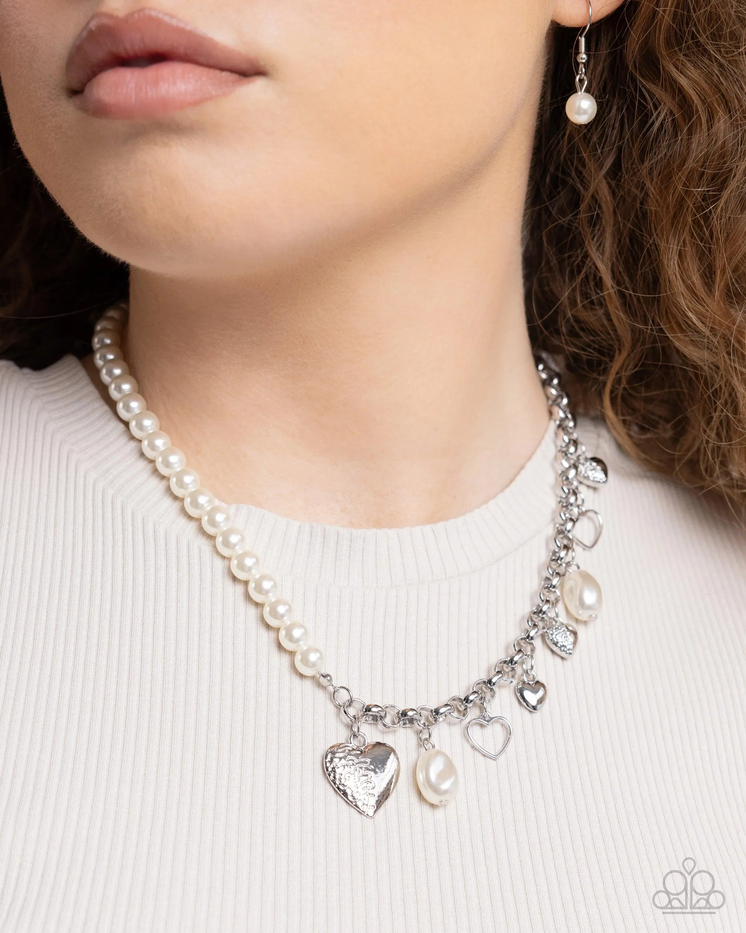 Charming Competitor - White Pearl Necklace-Paparazzi