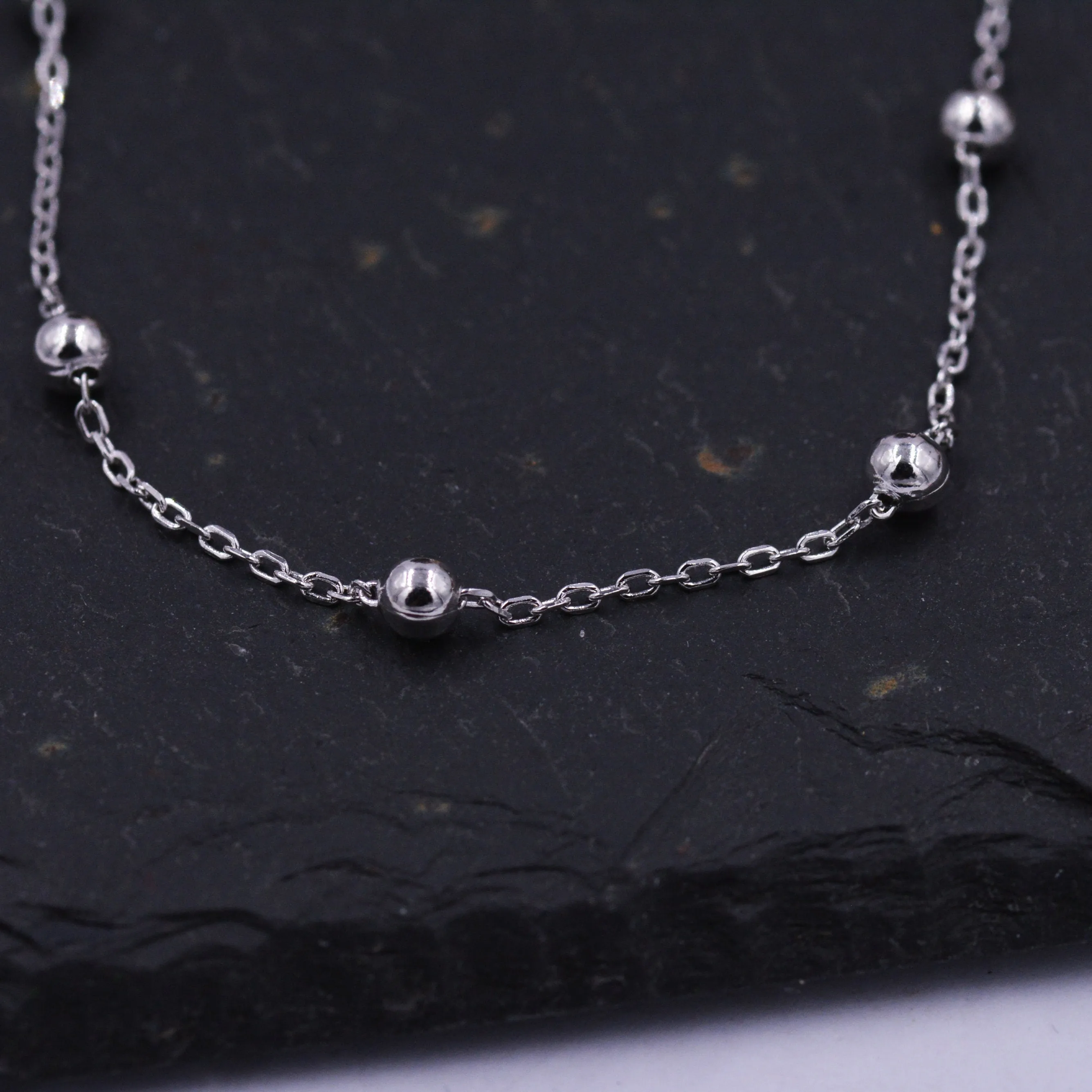 Choker Satellite Chain in Sterling Silver, Choker Necklace, Minimalist Geometric Style