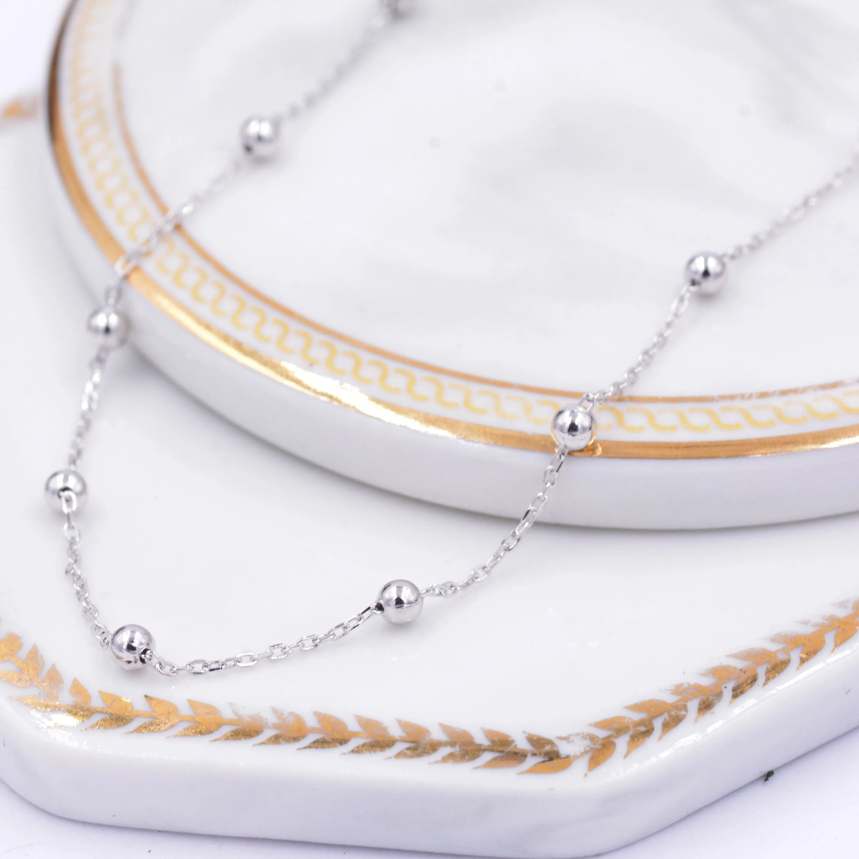 Choker Satellite Chain in Sterling Silver, Choker Necklace, Minimalist Geometric Style