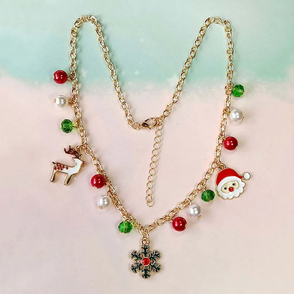 Christmas Necklace Colorful Pedant Necklace Xmas Gift Girls Jewelry