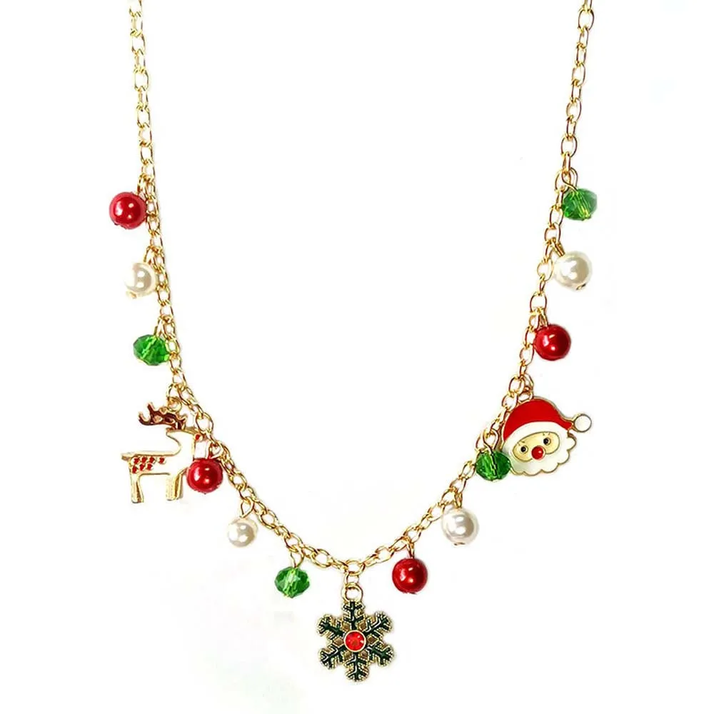 Christmas Necklace Colorful Pedant Necklace Xmas Gift Girls Jewelry