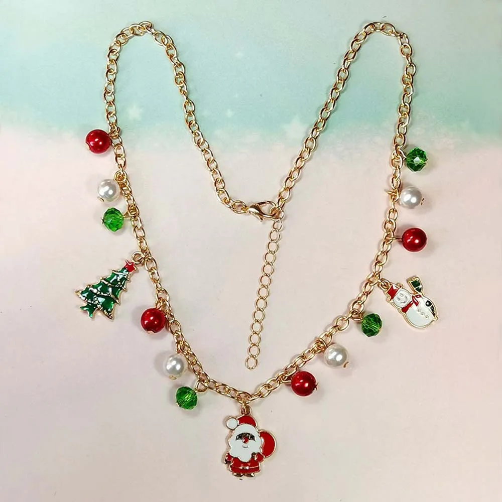 Christmas Necklace Colorful Pedant Necklace Xmas Gift Girls Jewelry
