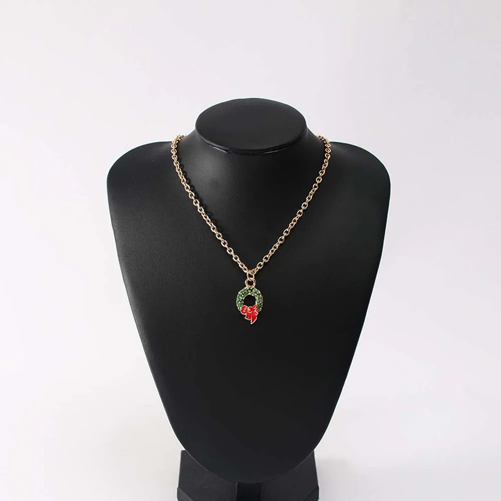 Christmas Necklace for Women Christmas Tree and Wreath Jewelry Gift