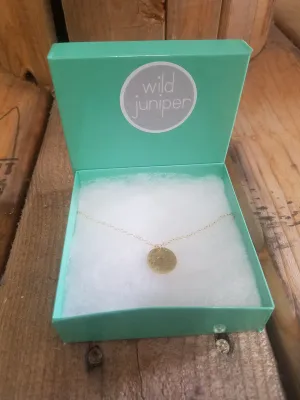 Circle Necklace - 14 Karat Textured Circle Coin Necklace