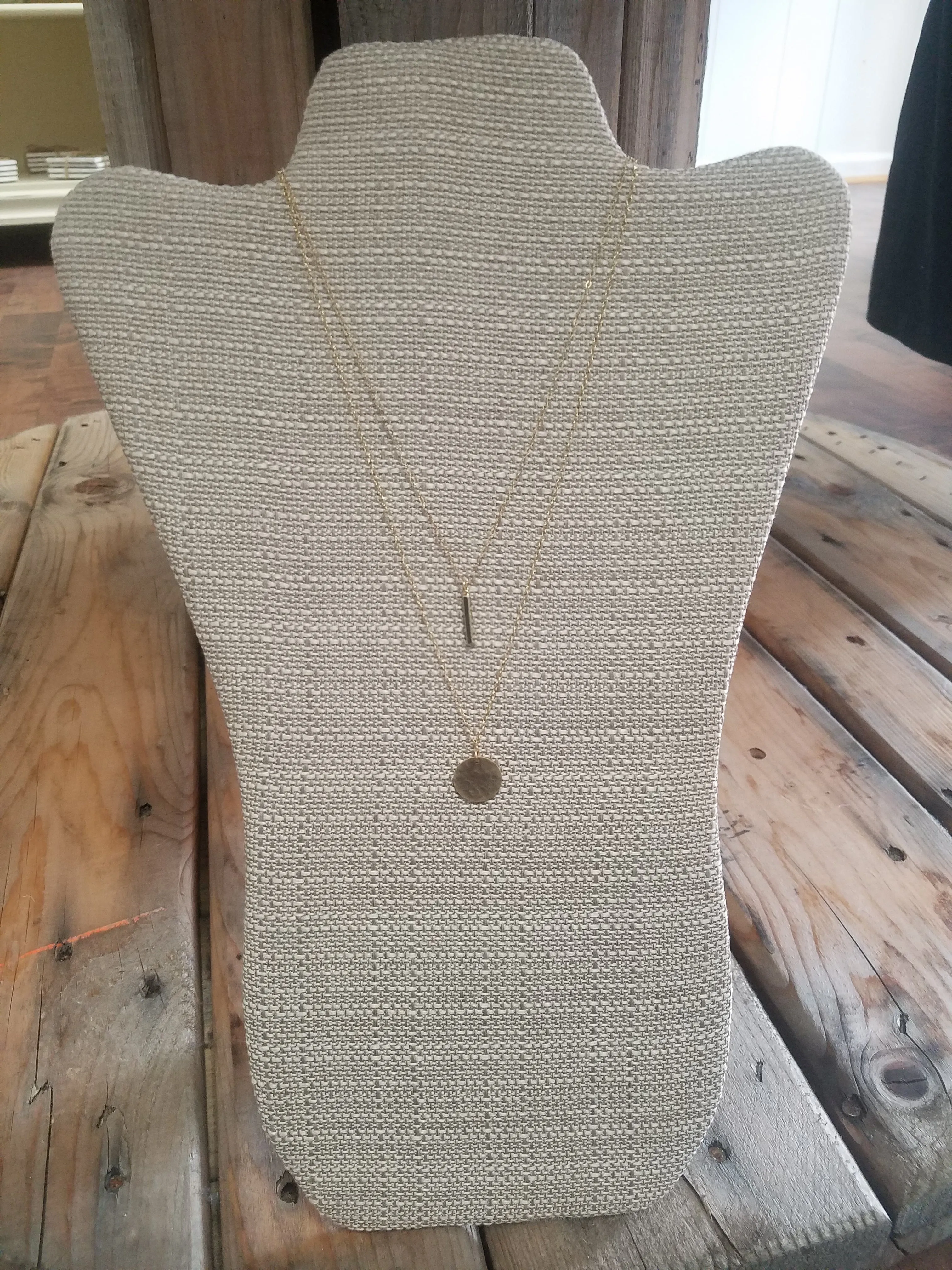 Circle Necklace - 14 Karat Textured Circle Coin Necklace