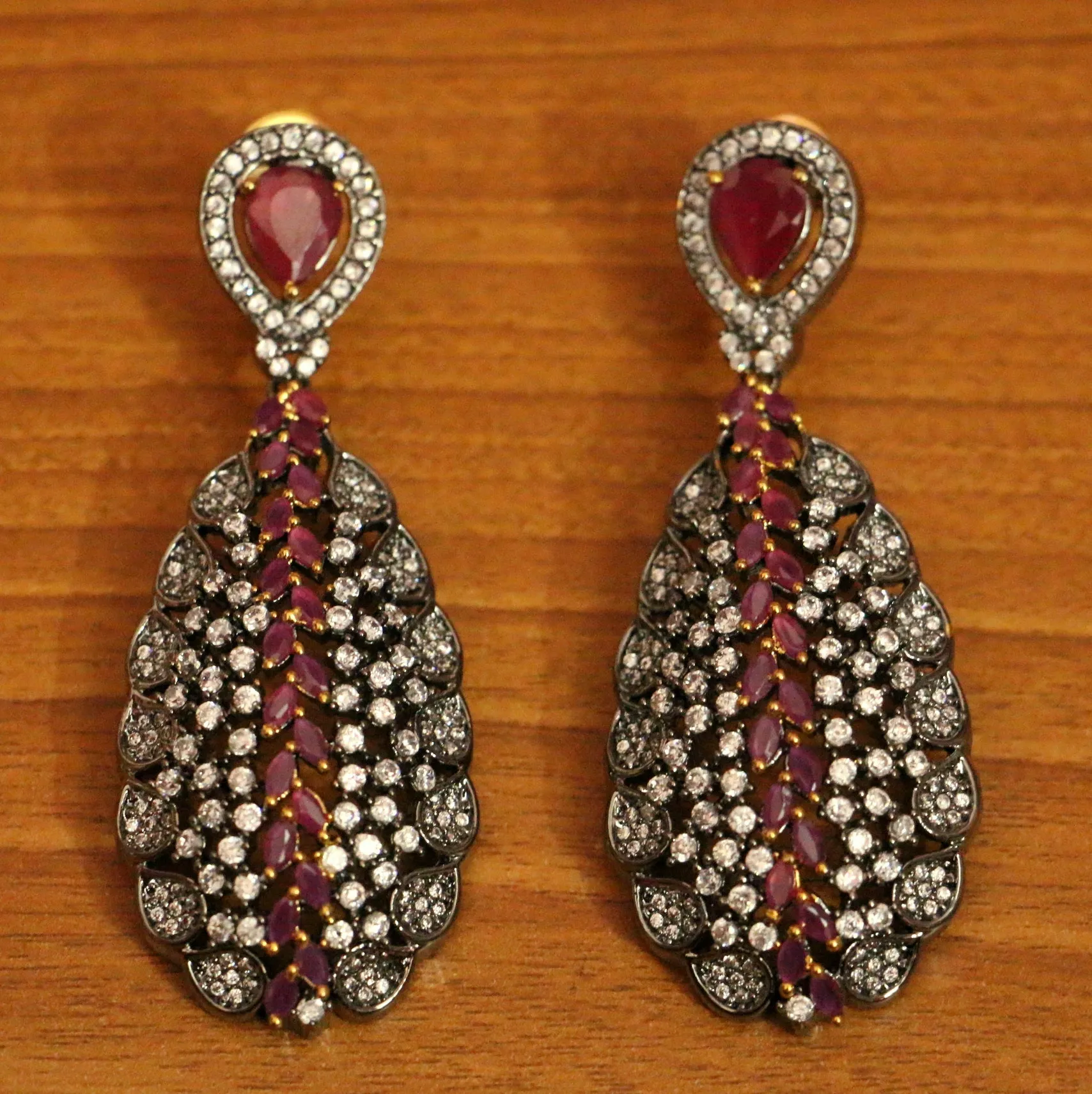 CITRINE DIAMOND LOOK BLACK RHODIUM DANGLERS