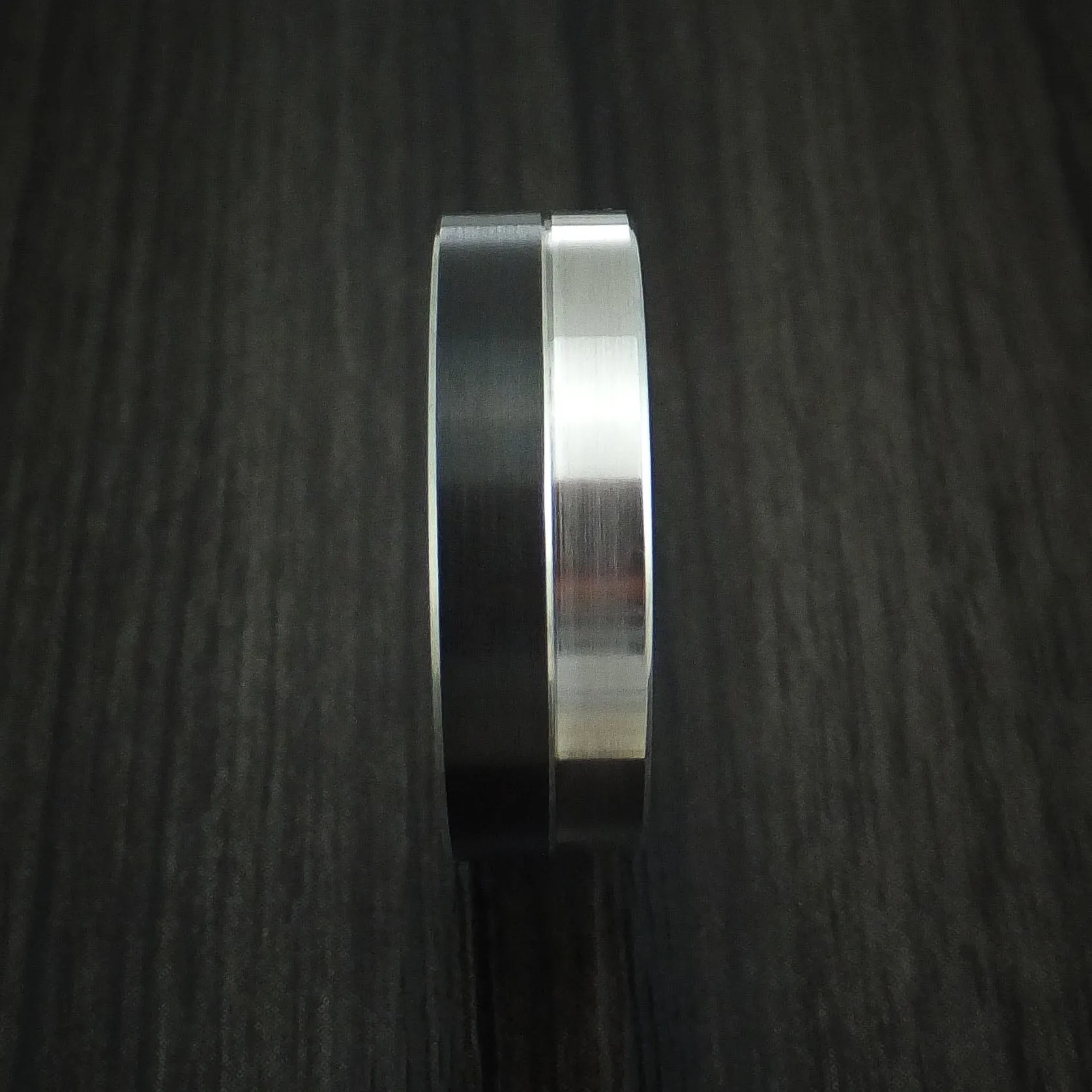 Cobalt and Black Cobalt Band Custom Made Two-Tone Men's Ring