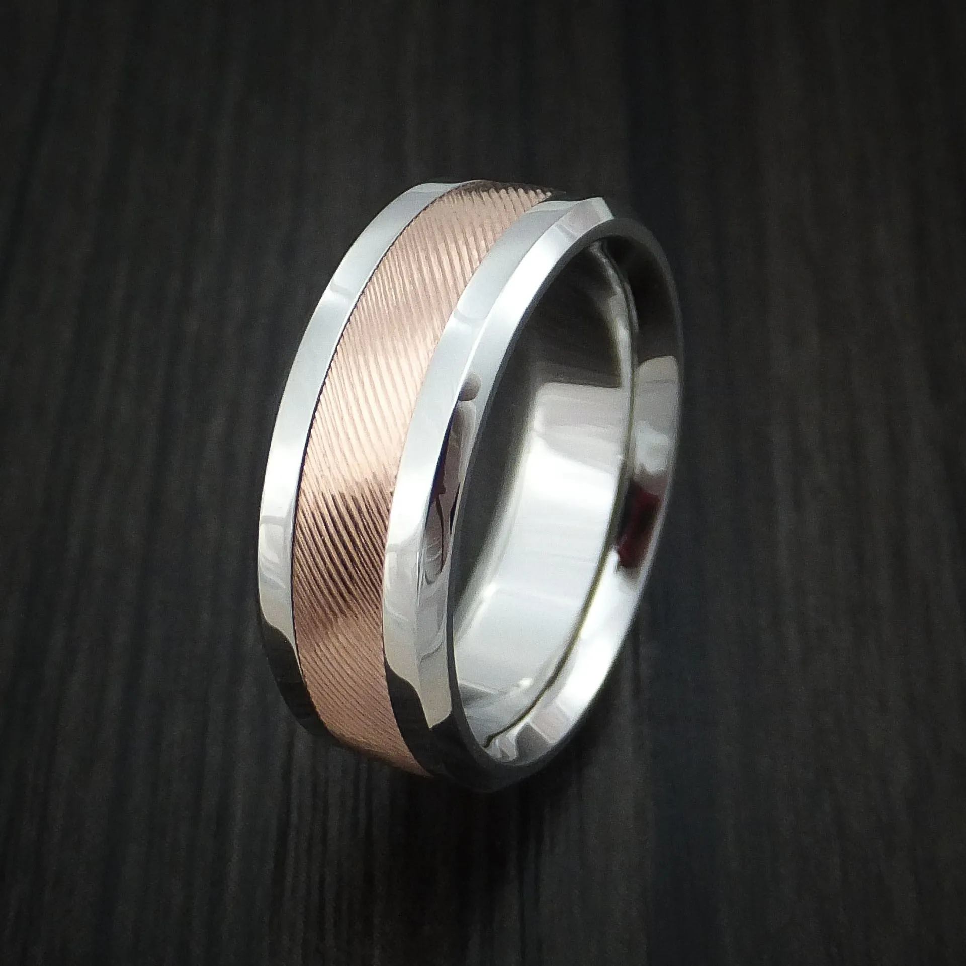 Cobalt Chrome and 14k Rose Gold Band Custom Made Men's Ring