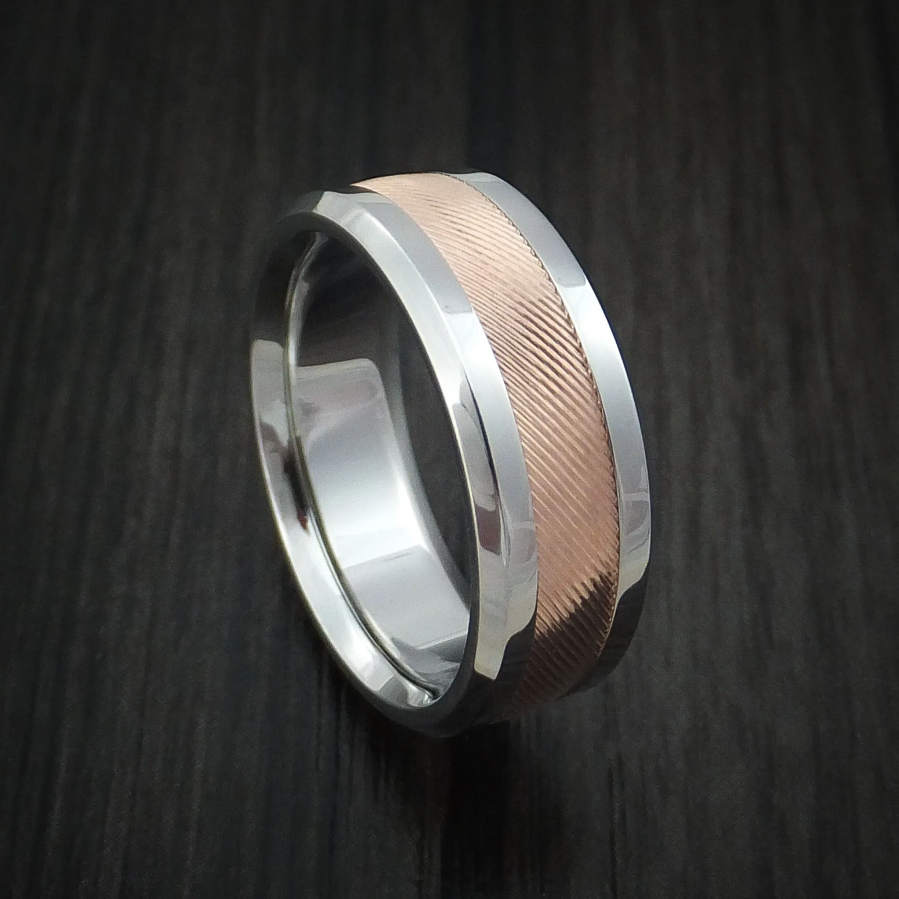 Cobalt Chrome and 14k Rose Gold Band Custom Made Men's Ring