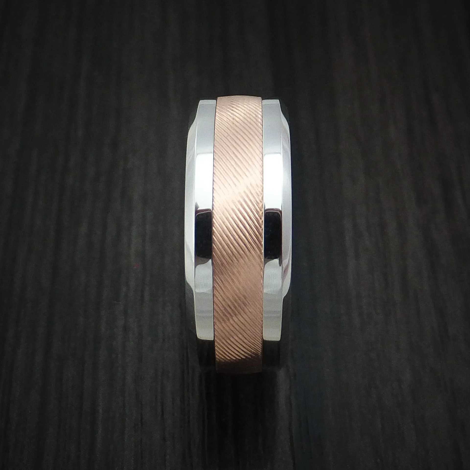 Cobalt Chrome and 14k Rose Gold Band Custom Made Men's Ring