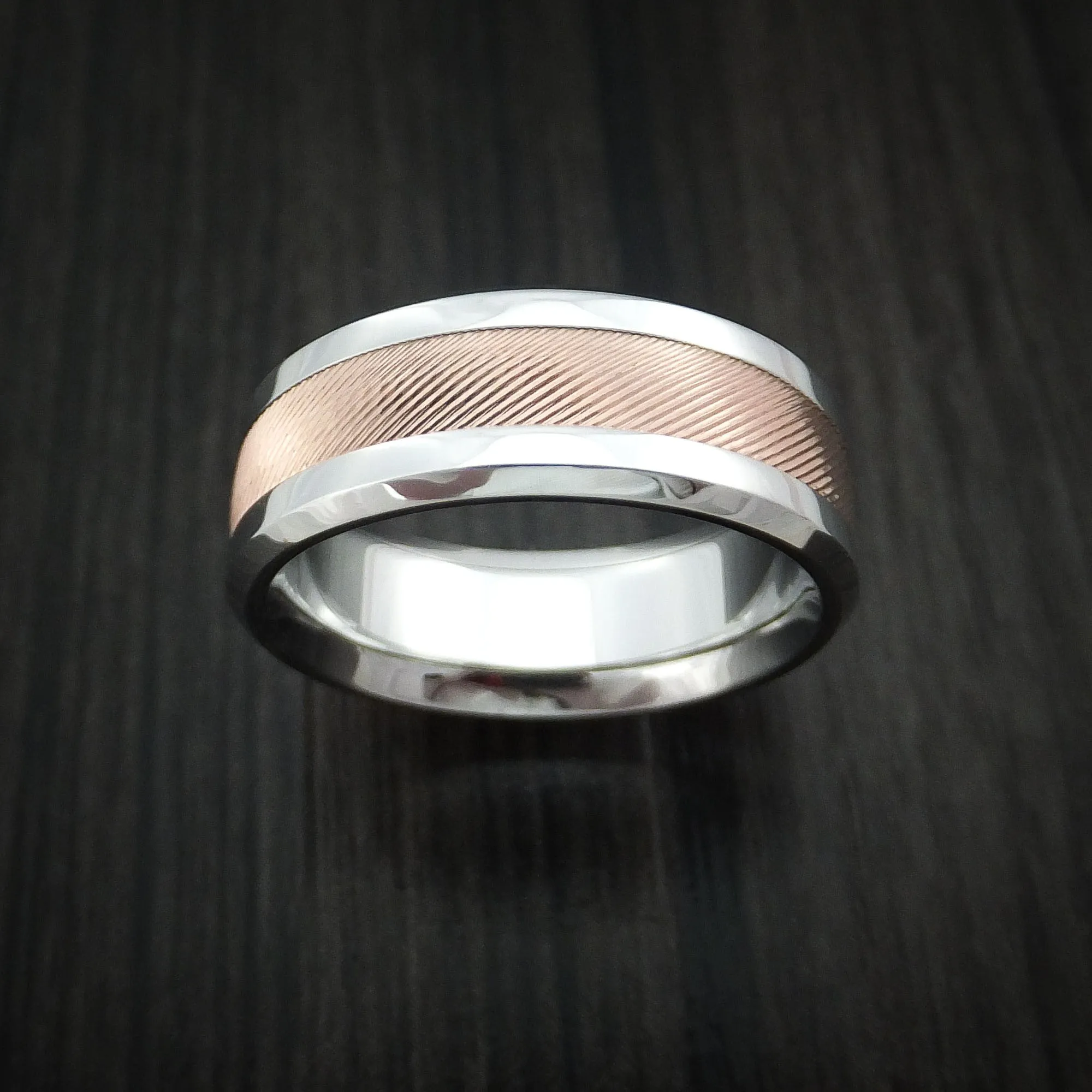 Cobalt Chrome and 14k Rose Gold Band Custom Made Men's Ring
