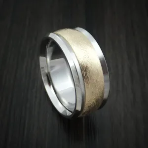 Cobalt Chrome and 14k Yellow Gold Band Distressed Texture Custom Made Men's Ring