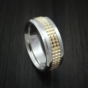 Cobalt Chrome and 14k Yellow Gold Band Textured Custom Made Men's Ring
