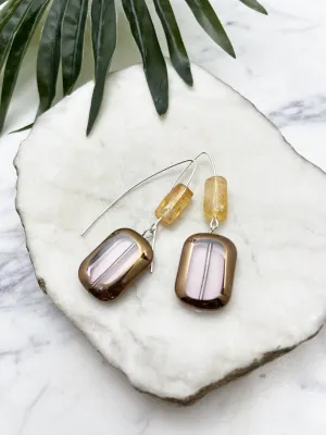collage earrings  - Czech glass and citrine