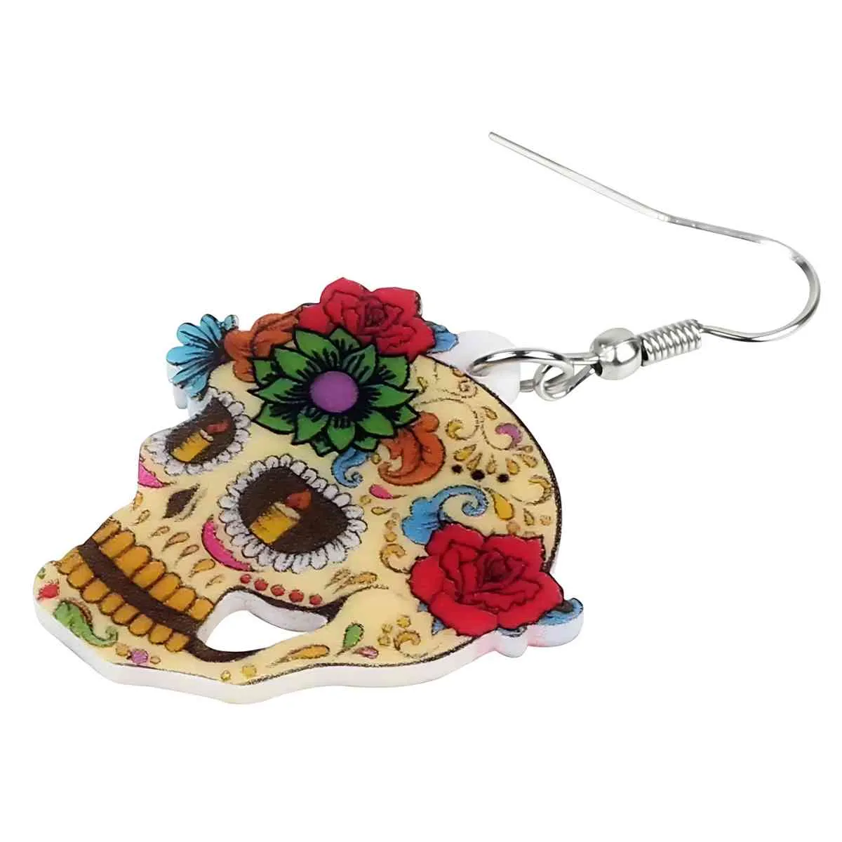 Colorful Day of the Dead Sugar Skull Earrings