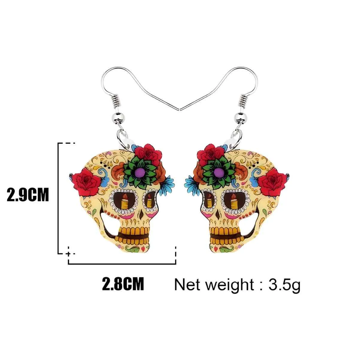 Colorful Day of the Dead Sugar Skull Earrings