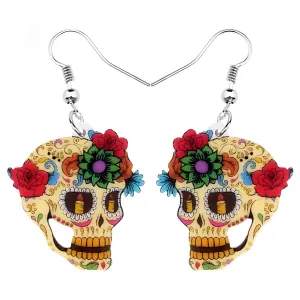Colorful Day of the Dead Sugar Skull Earrings