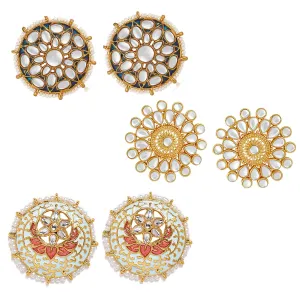 Combo of 2 Pairs of Traditional Round Shaped Dangler Earrings