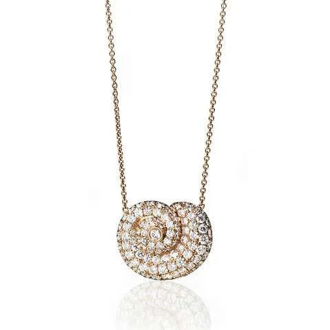 Conch Shell Dream 18K Gold, Rosegold or Whitegold Necklace w. Diamonds