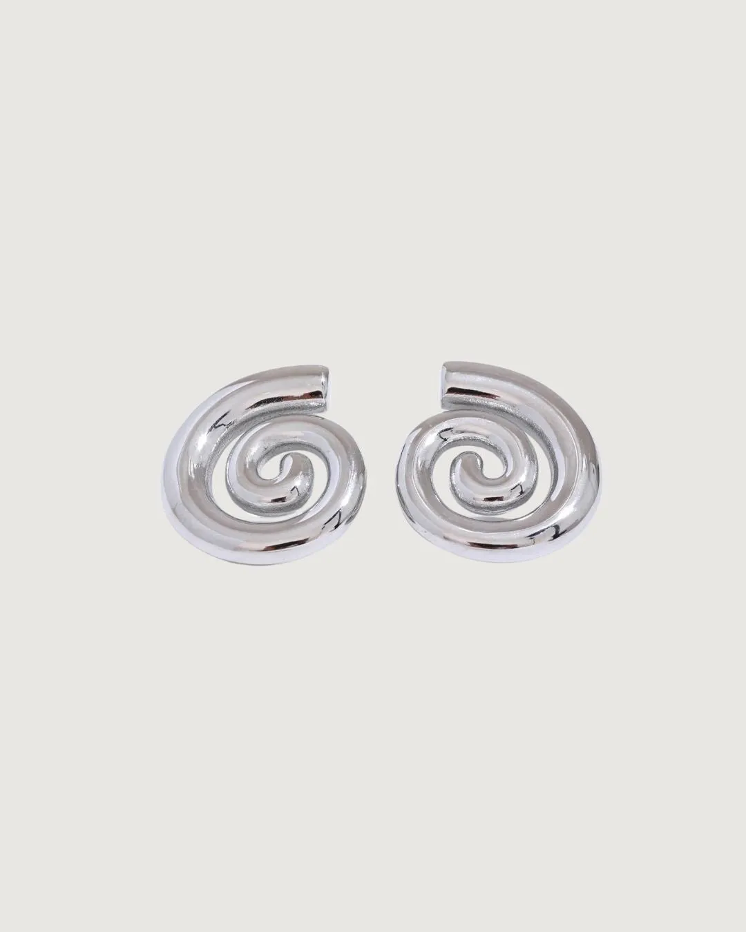 CONCH SHELL SPIRAL STUD EARRINGS SILVER