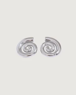 CONCH SHELL SPIRAL STUD EARRINGS SILVER