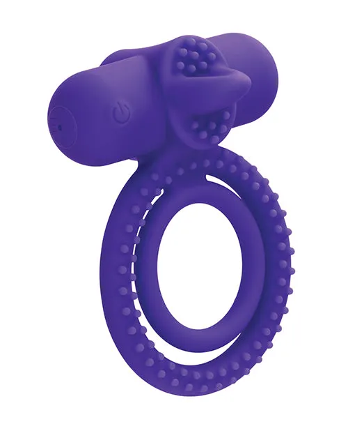 Couple's Enhancer Silicone Rechargeable Dual Climaxer Enhancer w/Flickering Tongue