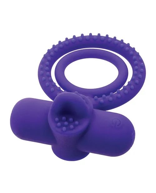 Couple's Enhancer Silicone Rechargeable Dual Climaxer Enhancer w/Flickering Tongue