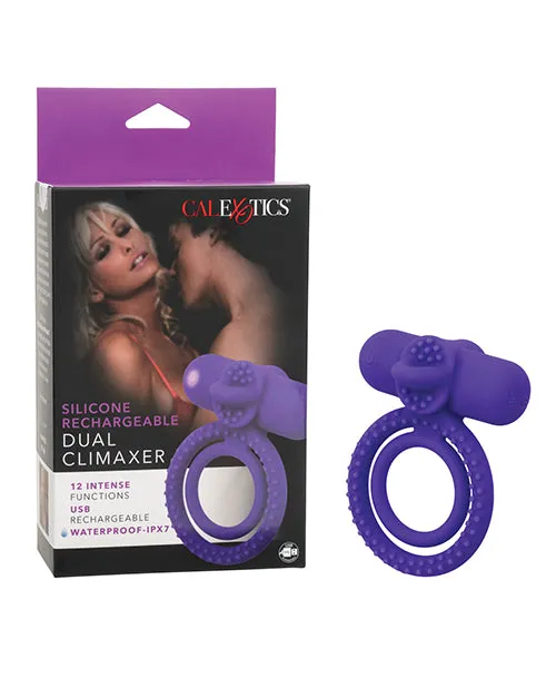 Couple's Enhancer Silicone Rechargeable Dual Climaxer Enhancer w/Flickering Tongue