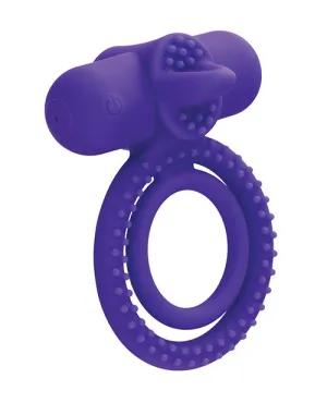 Couple's Enhancer Silicone Rechargeable Dual Climaxer Enhancer w/Flickering Tongue