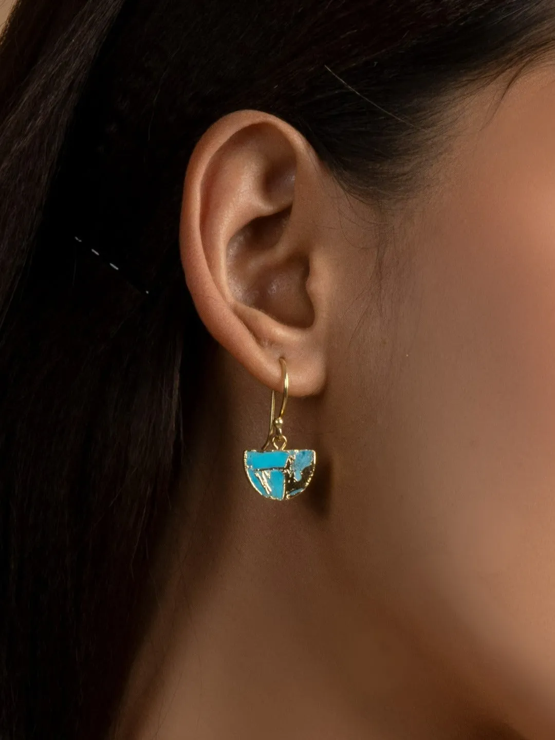 Crescent Gold Plated Necklace & Earrings Set