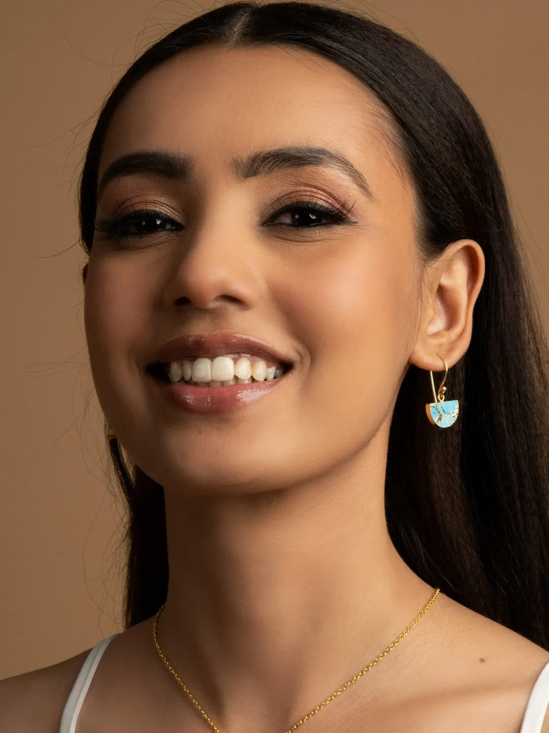 Crescent Gold Plated Necklace & Earrings Set