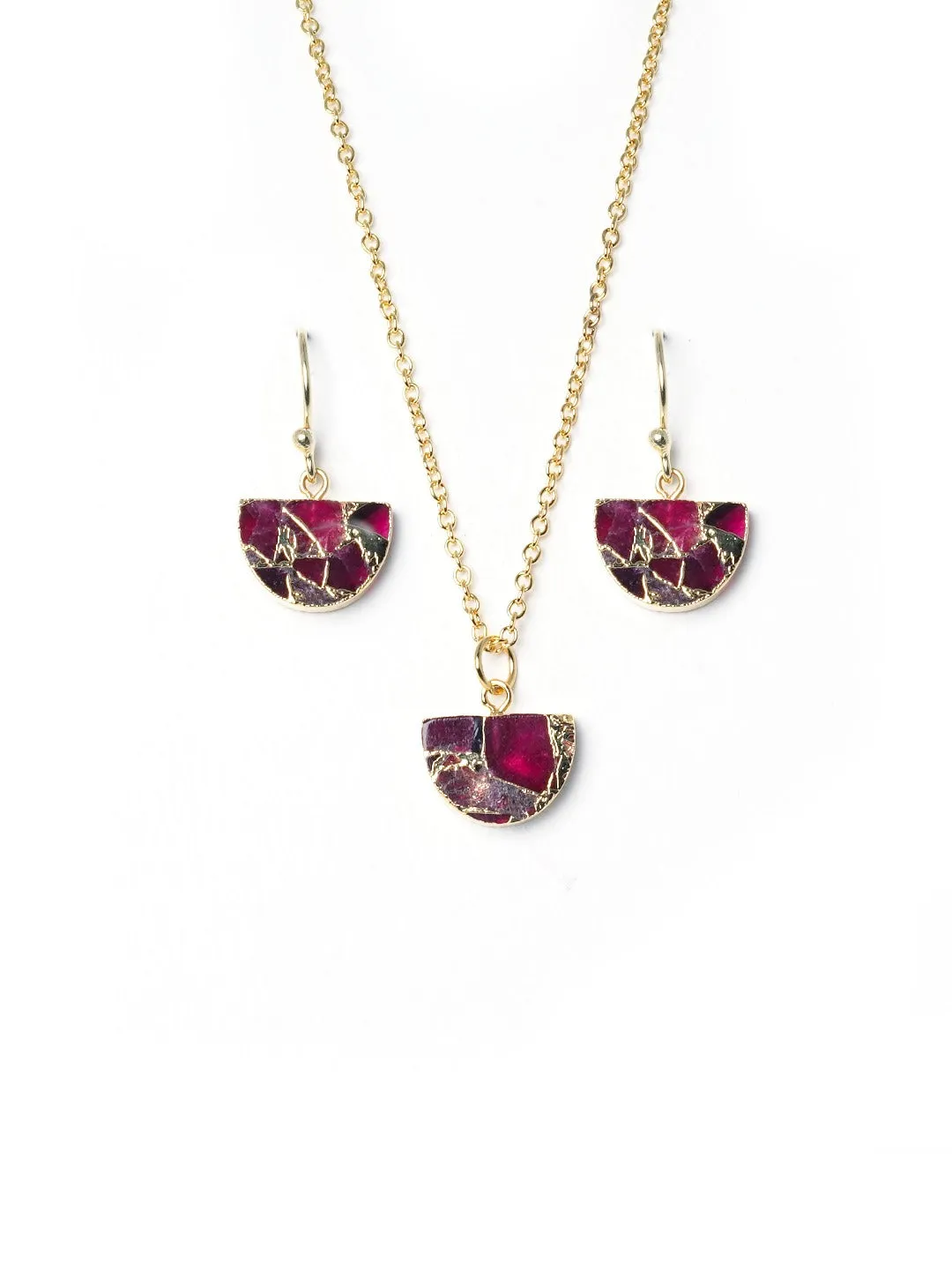 Crescent Gold Plated Necklace & Earrings Set