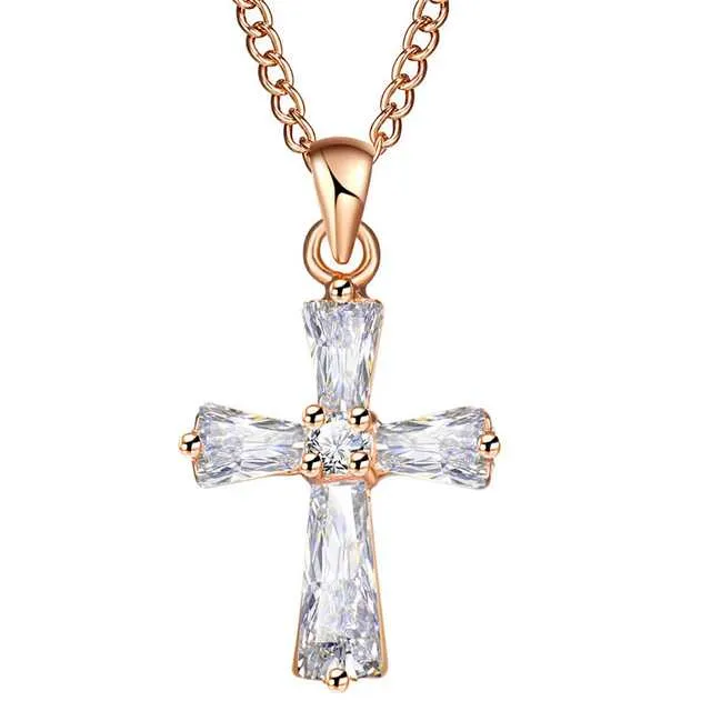 Cross Necklace Rose Gold