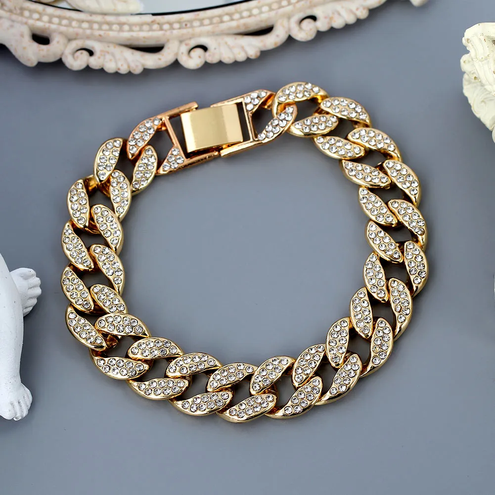 Cuban Link Chain Anklet Bracelet For Women Rhinestone Anklets