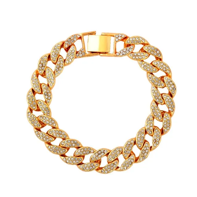 Cuban Link Chain Anklet Bracelet For Women Rhinestone Anklets