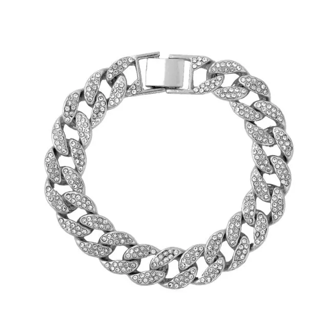 Cuban Link Chain Anklet Bracelet For Women Rhinestone Anklets