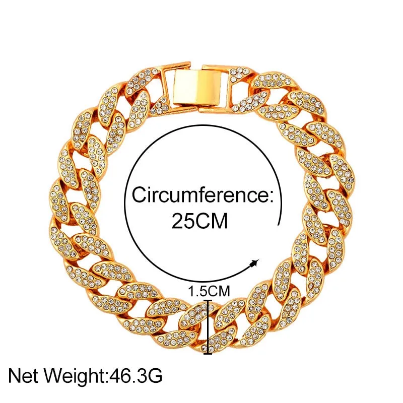 Cuban Link Chain Anklet Bracelet For Women Rhinestone Anklets
