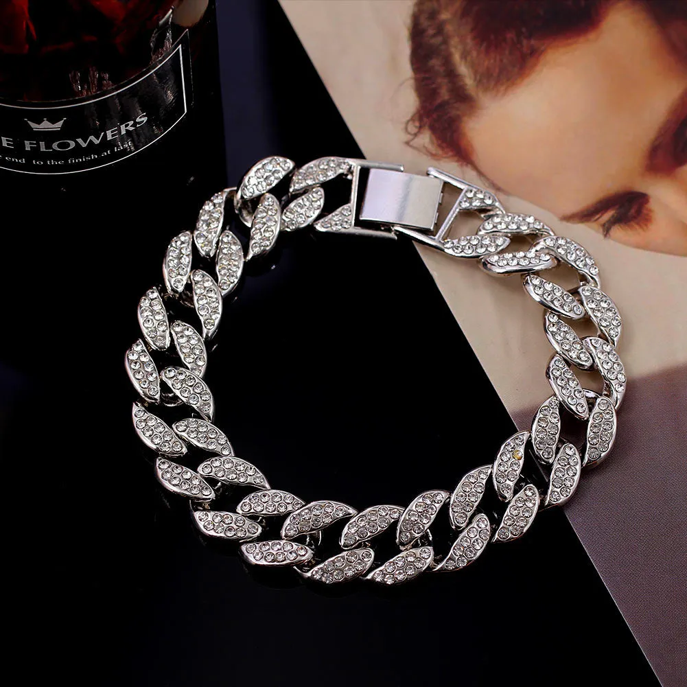 Cuban Link Chain Anklet Bracelet For Women Rhinestone Anklets
