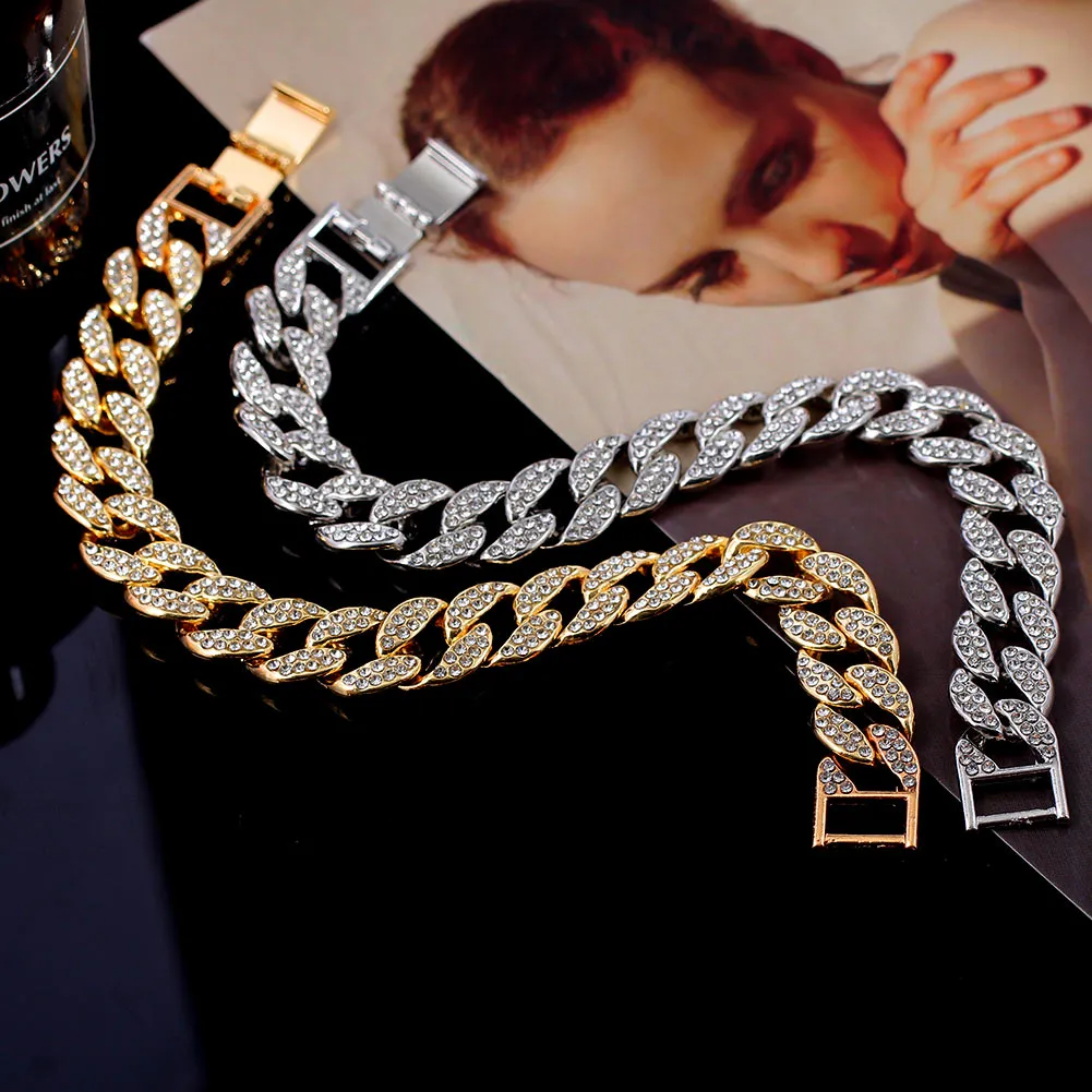 Cuban Link Chain Anklet Bracelet For Women Rhinestone Anklets