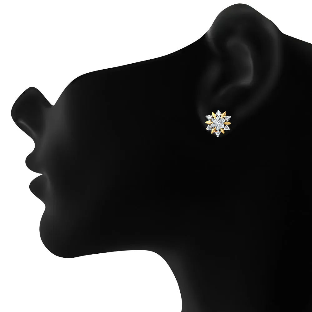 Cubic Zirconia Floral Stud Earrings