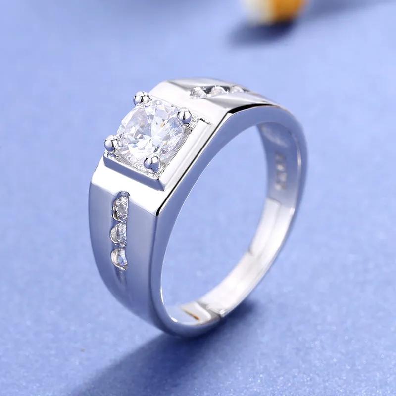 Cubic Zirconia Gem Silver Ring MR0006