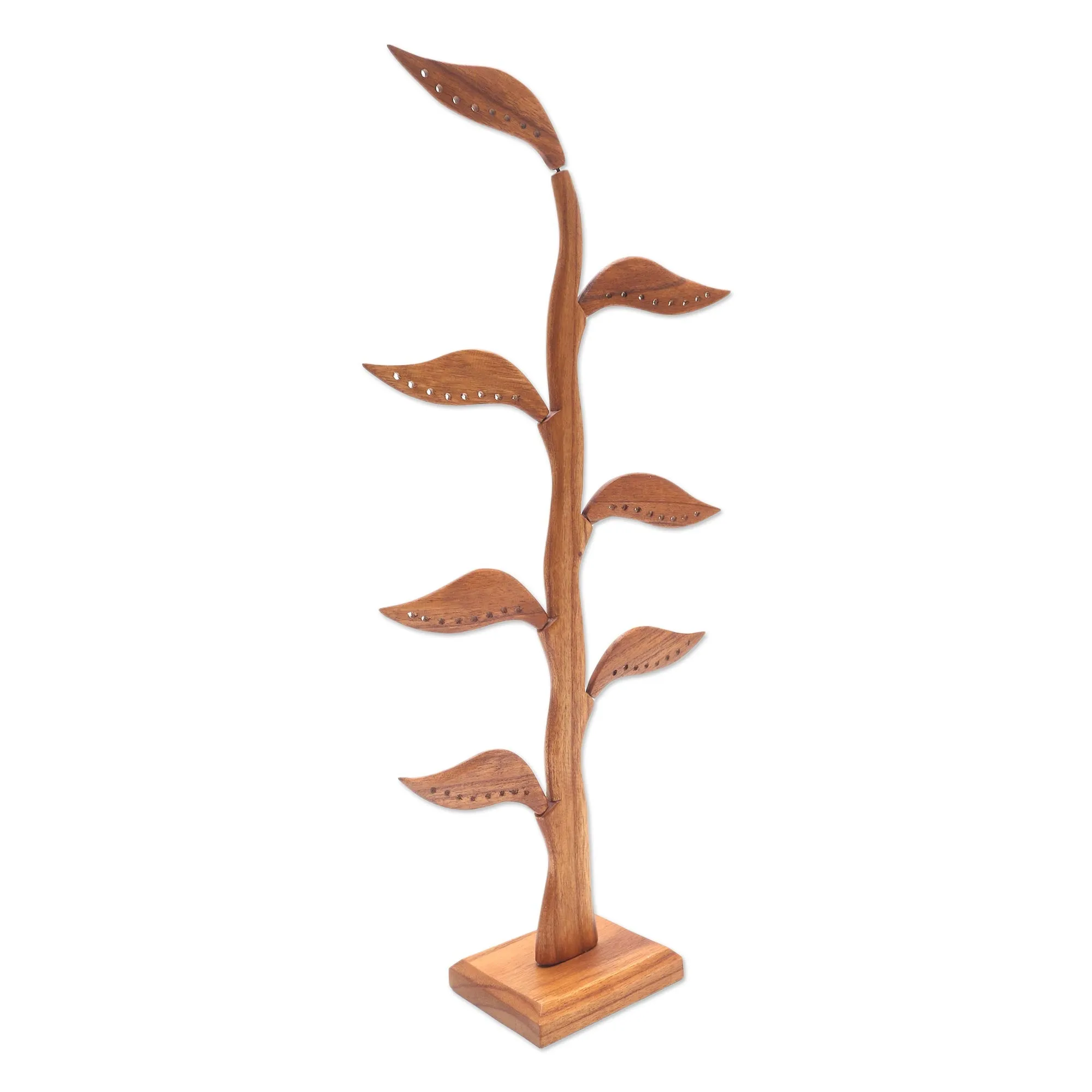 Daun Salam in Brown Handmade Jempinis Wood Leaf-Themed Jewelry Holder (21 Inch)