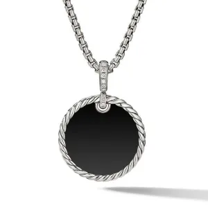 David Yurman DY Elements Disc Pendant with Black Onyx and Mother of Pearl and Pave Diamonds, 24mm