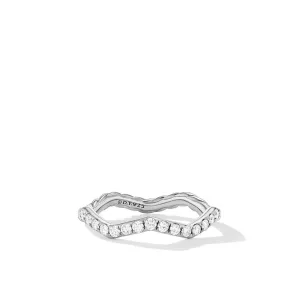 David Yurman Zig Zag Stax Ring in Sterling Silver with Diamonds 2mm - Size 7