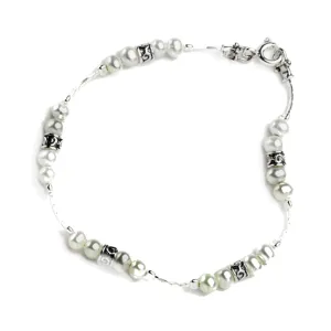 Delicate Freshwater Pearl and Silver Bead Bracelet