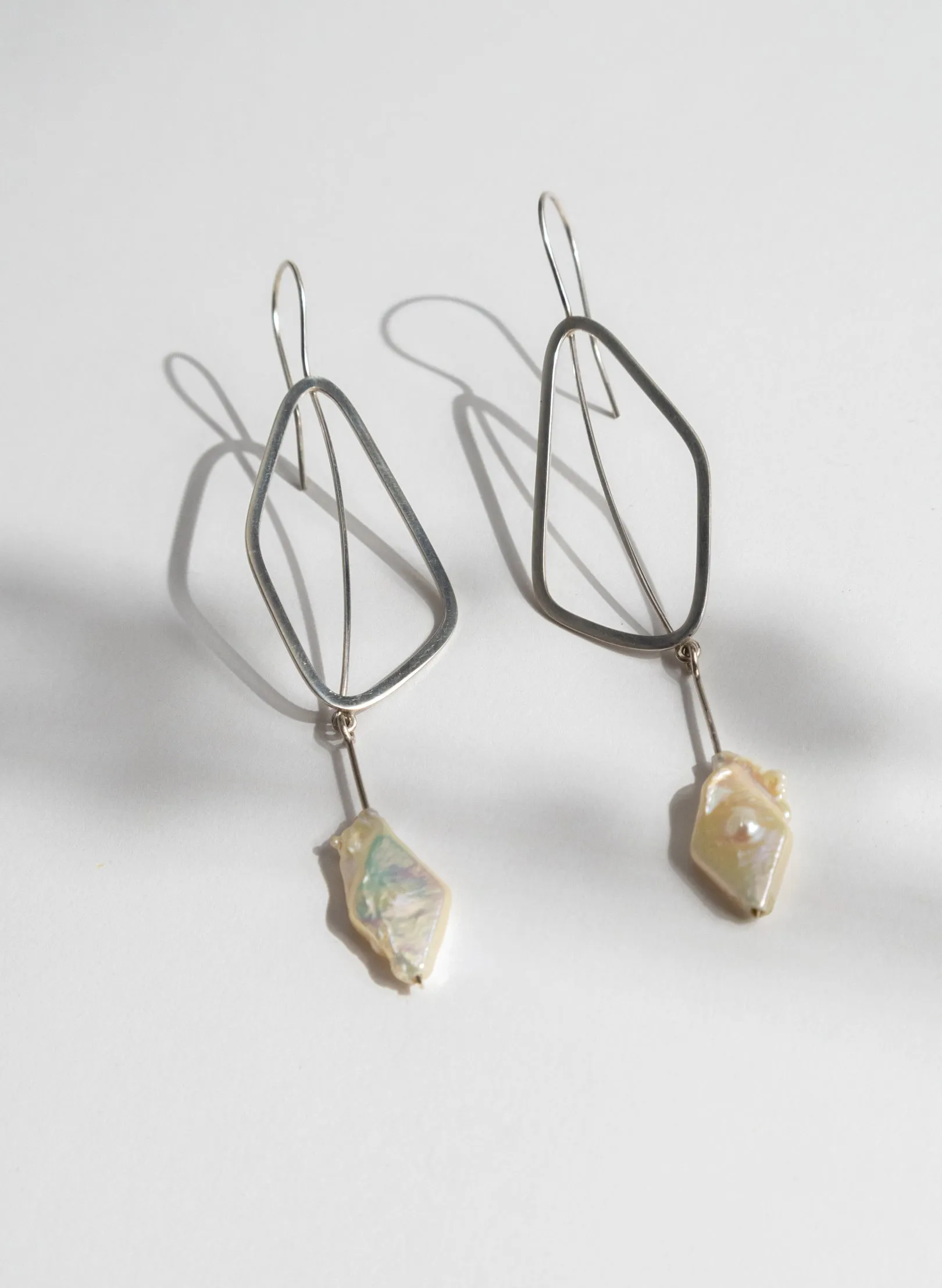 Delicate Leaf Earring with Rectangle Pearls