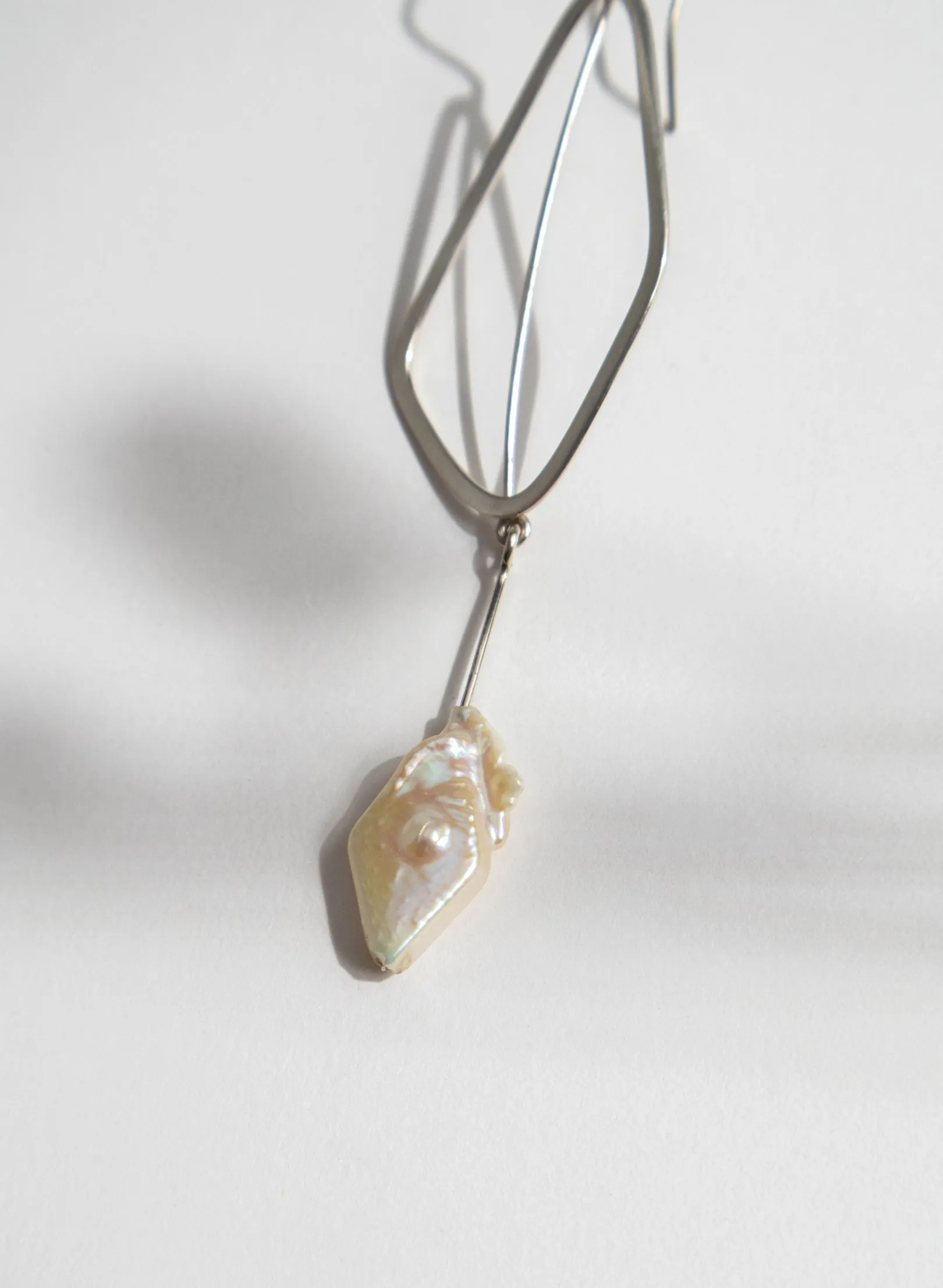 Delicate Leaf Earring with Rectangle Pearls