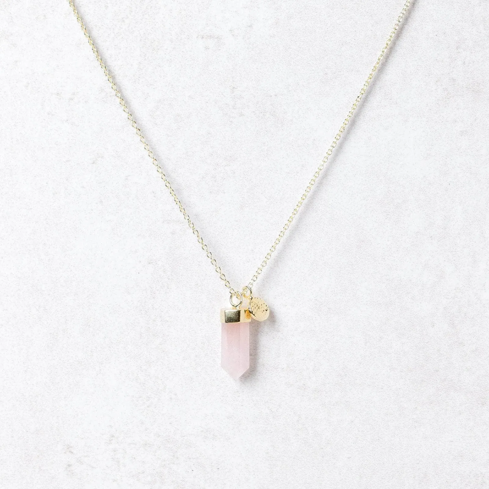 Delicate Rose Quartz Crystal Point Necklace