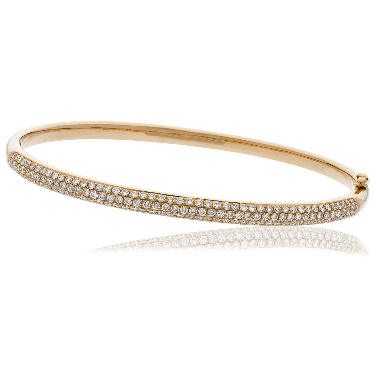 Diamond 3 Row Pave Bangle 1.50ct F VS Quality in 18k Rose Gold